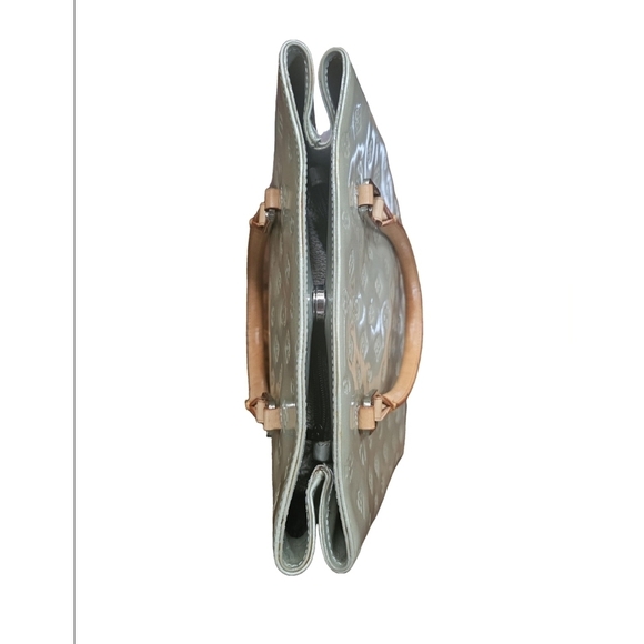 Gillian vintage tote bag patent leather light olive/cream color Gillian logo - Picture 5 of 7